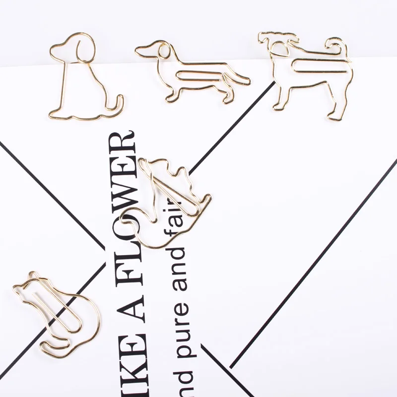 Bulldog Clips Golden Bull Dog Paper Clip De Papel Animal Pin Gold Paper Clips Metal Planner Clip Dog Shaped Pin Customization