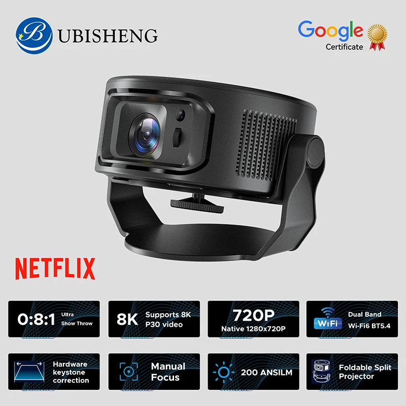 

LCD Projector HY300Max Support for multiple languages remote control Android 14 H726 1+8gb Dual band 2.4G/5G WiFi6 BT5.4