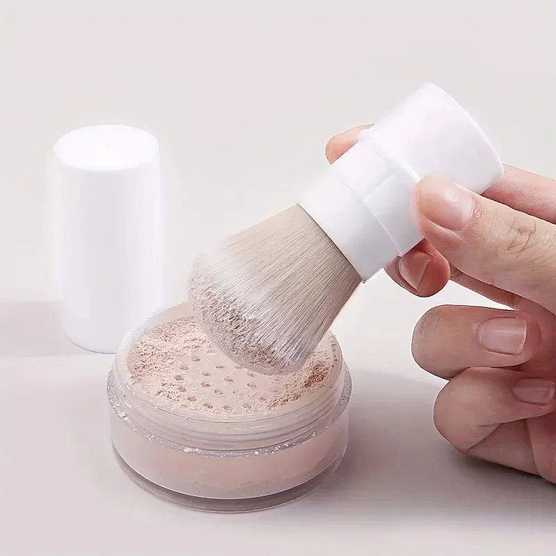 Pennello per trucco morbido retrattile Pennello per fondotinta da viaggio portatile Pennelli per cipria in polvere Pennelli per trucco per fard con copertura antipolvere