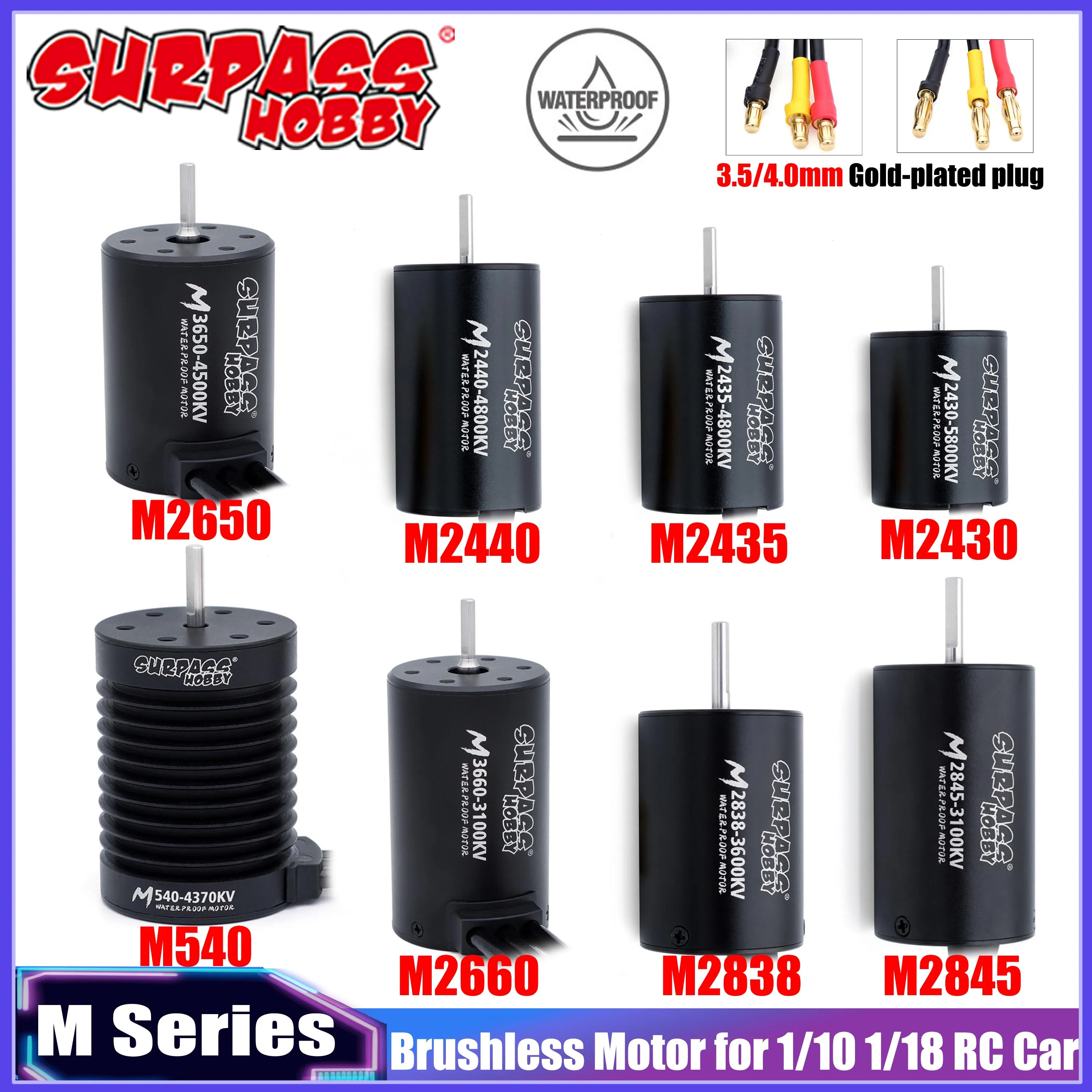 

SURPASS HOBBY M2430/2435/2440/2838/2845/540/3650/3660 Водонепроницаемый бесщеточный двигатель для 1/10 1/12 1/14 1/16 1/18 RC автомобильные лодочные детали