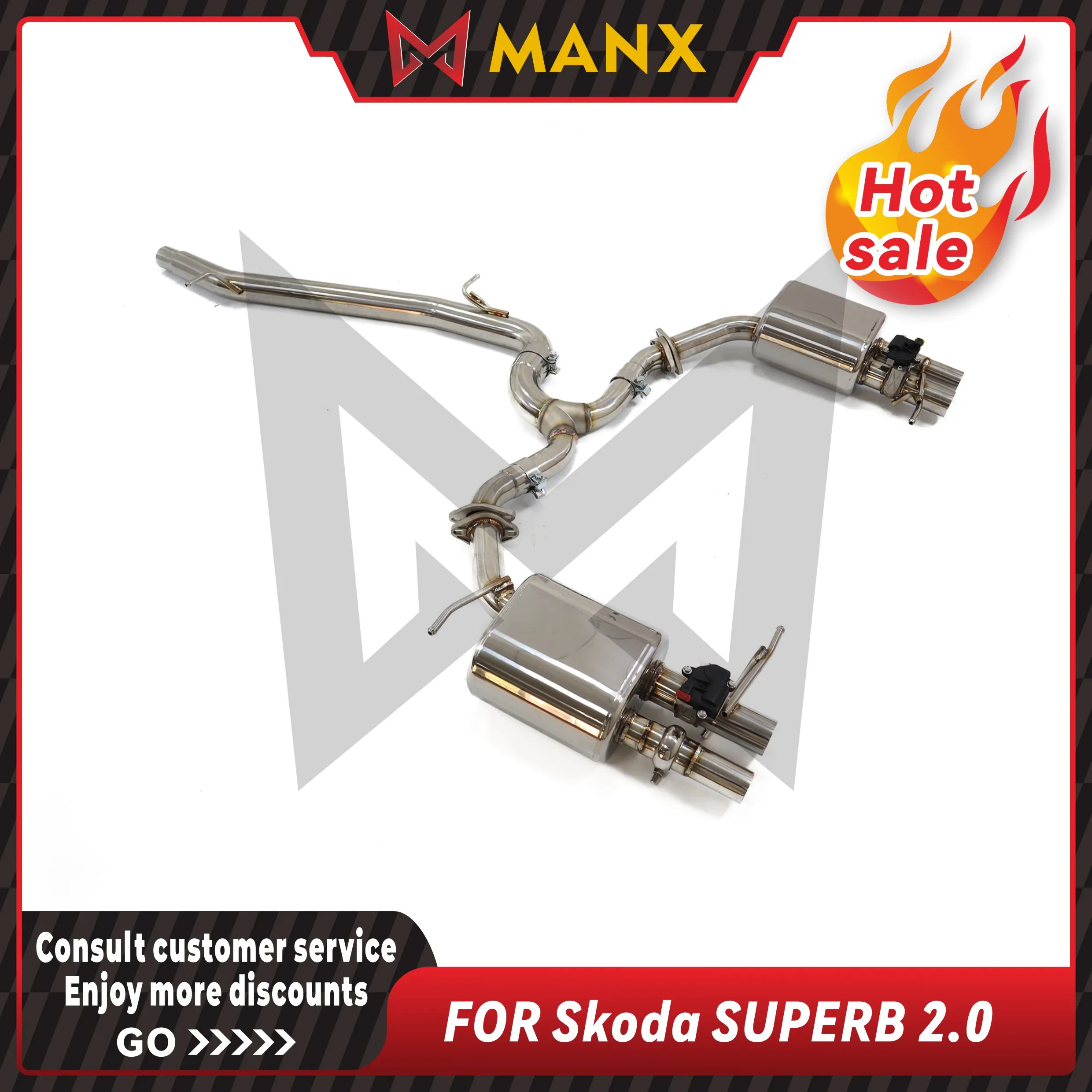 MANX Car Exhaust system for Skoda Superb 2.0T Stainless steels Catback Performance exhaust pipe with remote control valve