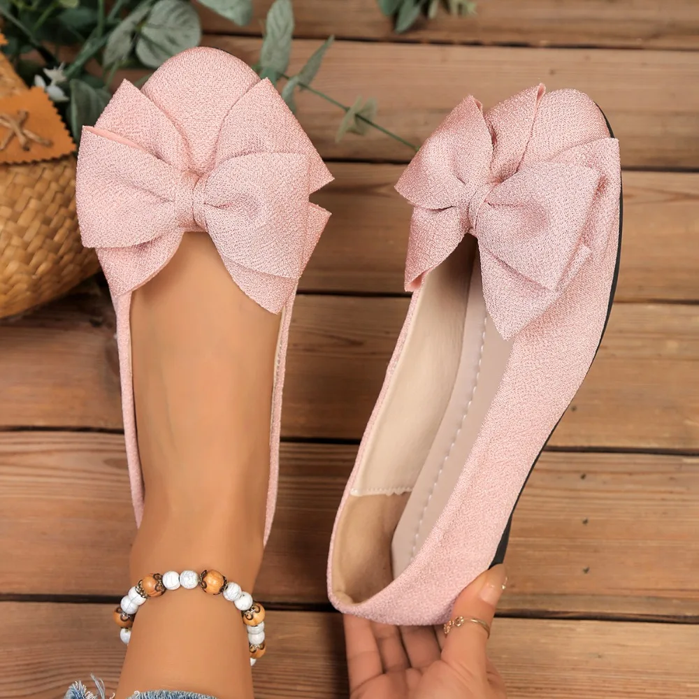 

Women's Bowtie Decor Soft Sole Ballet Flat Shoes 2025 Trend Comfort Slip on Loafers Woman Plus Size 43 Non Slip Casual Shoes