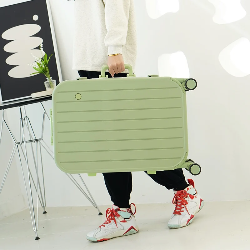 Moldura de alumínio para mulheres, mala de viagem leve sobre rodas, senha para transportar bagagem, PC, zíper