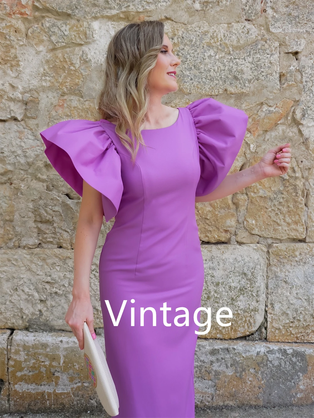 

Customized Delicate Purple Jersey Evening Dress Exquisite O-Neck Sleeveless Prom Dress Temperament Special Occasion Gowns