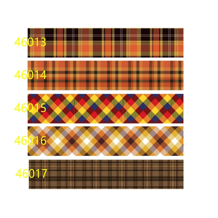 50yards Autumn Check Plaid Grosgrain Ribbon Printed Satin Ribbons Hairbow Craft Wrapping Keychain Dog Collar Sewing Accessories