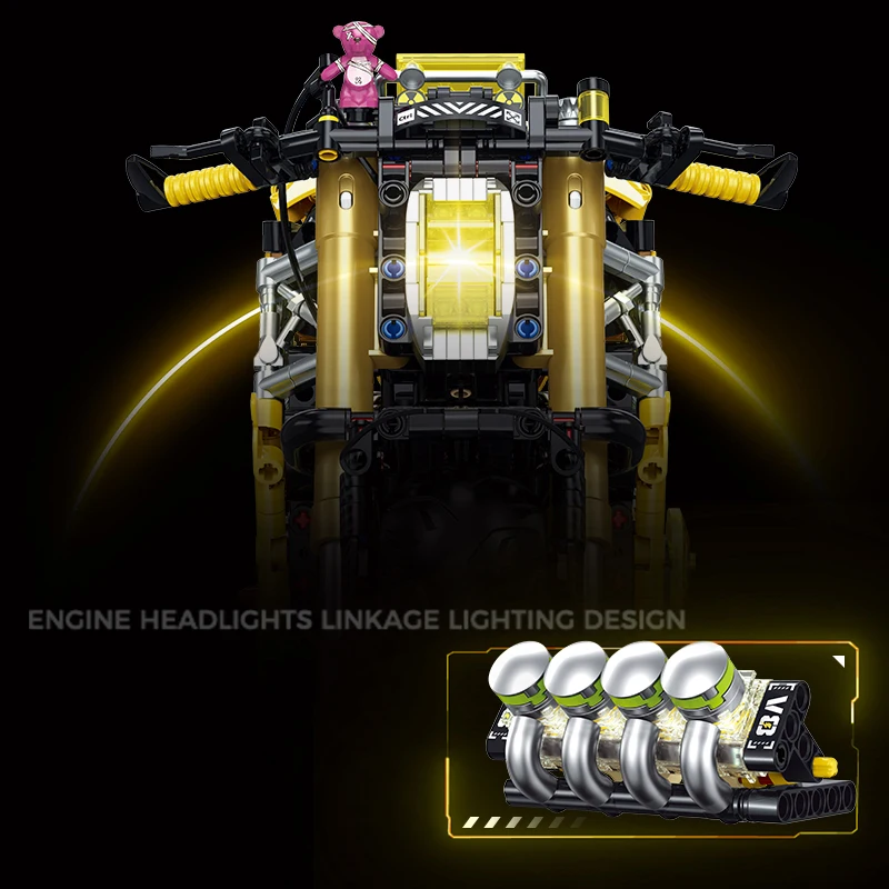 Nowy zestaw klocków konstrukcyjnych 1:5 Big Cyberpunk Motorbike Zestaw klocków DIY Zabawki montażowe Techniczne prezenty dla dzieci i dorosłych 2500 sztuk