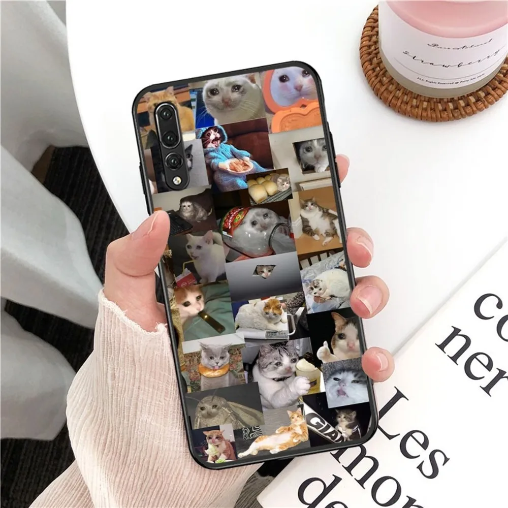 Crying Cat Memes Phone Case For Huawei P 8 9 10 20 30 40 50 Pro Lite Psmart Honor 10 lite 70 Mate 20lite