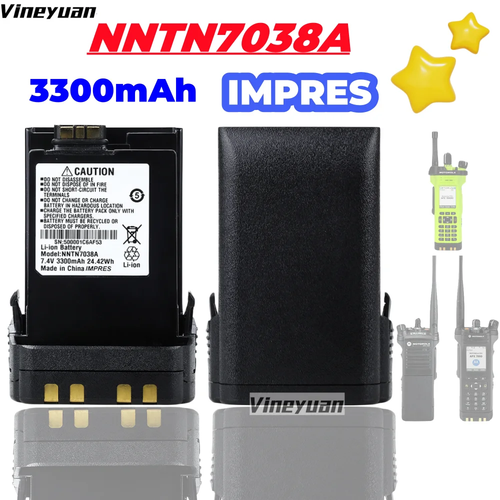 7.4V 3300mAh NNTN7038 NNTN7038A IMPRES Battery Compatible for Motorola APX6000 APX7000 APX8000 APX6000XE APX7000XE SRX2200