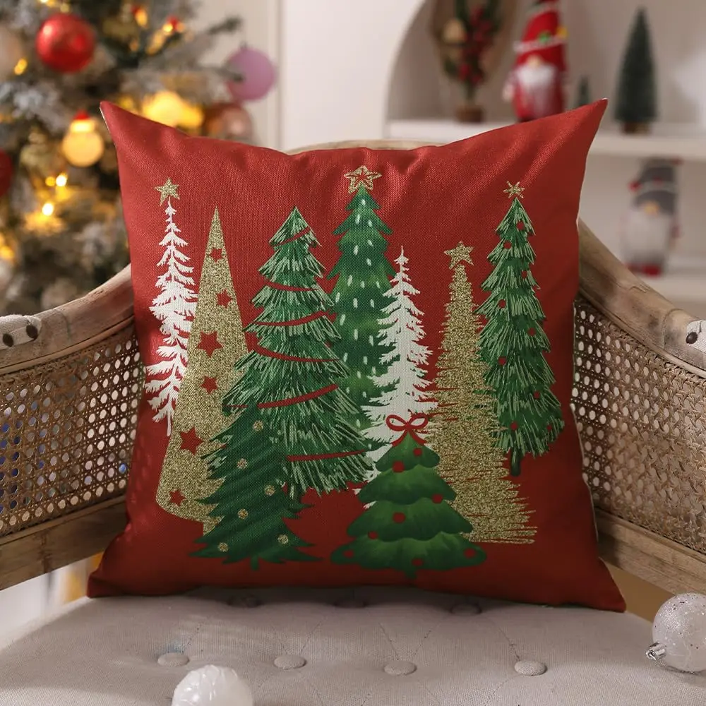 1pc Christmas Pillow Covers Xmas Tree Decorative Throw Pillows Covers Winter Christmas Decor for Home Couch Pillow Covers
