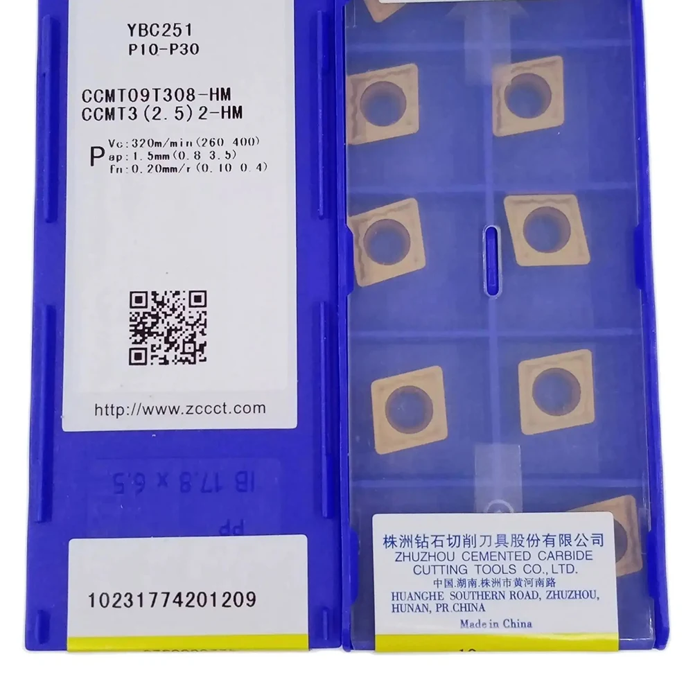 CCMT09T304-EM ZCC YBG205 YBM215 YBM153 YBM253 YBG202 CCMT 09T304 EM CNC Turning Carbide Inserts Cutter for steel