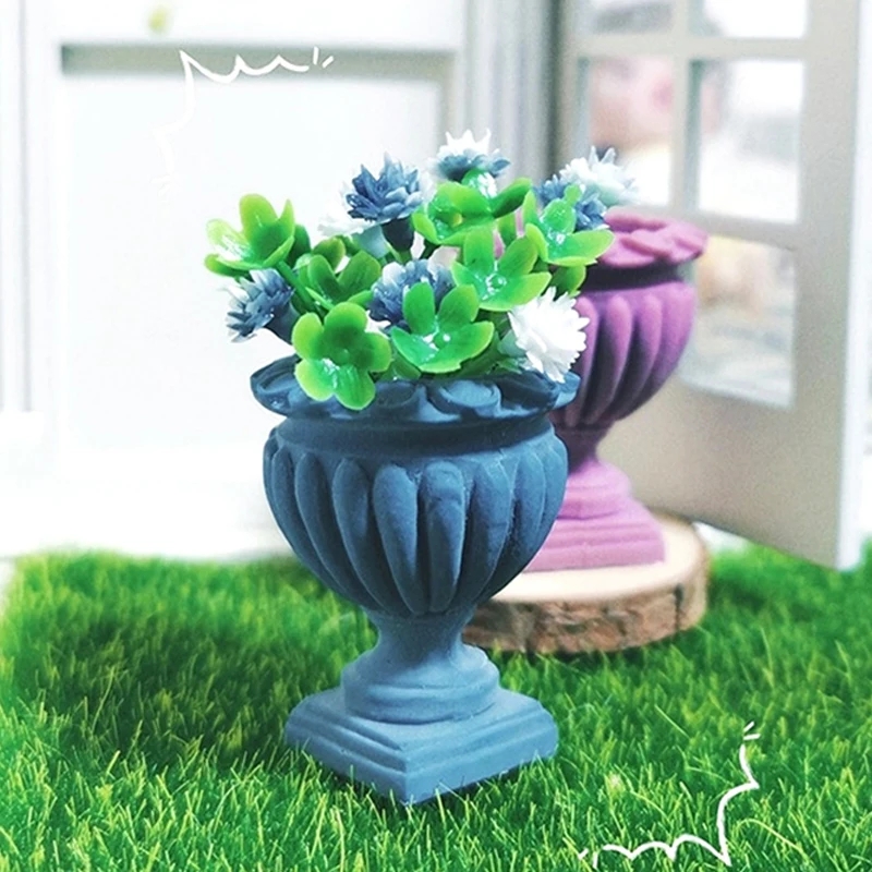 Mini Coluna De Flores Para Casa De Bonecas, Vaso Em Miniatura, Coluna Romana, Jardim Ao Ar Livre, Plantas Em Vasos, Modelo De Brinquedo De Decoração, 1:12