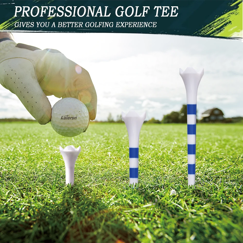 【20pcs】70mm/83mm Colored Striped Golf Tee - Durable Four-fork Plastic Golf Tee Set - High-end Golf Accessories for Men and Women