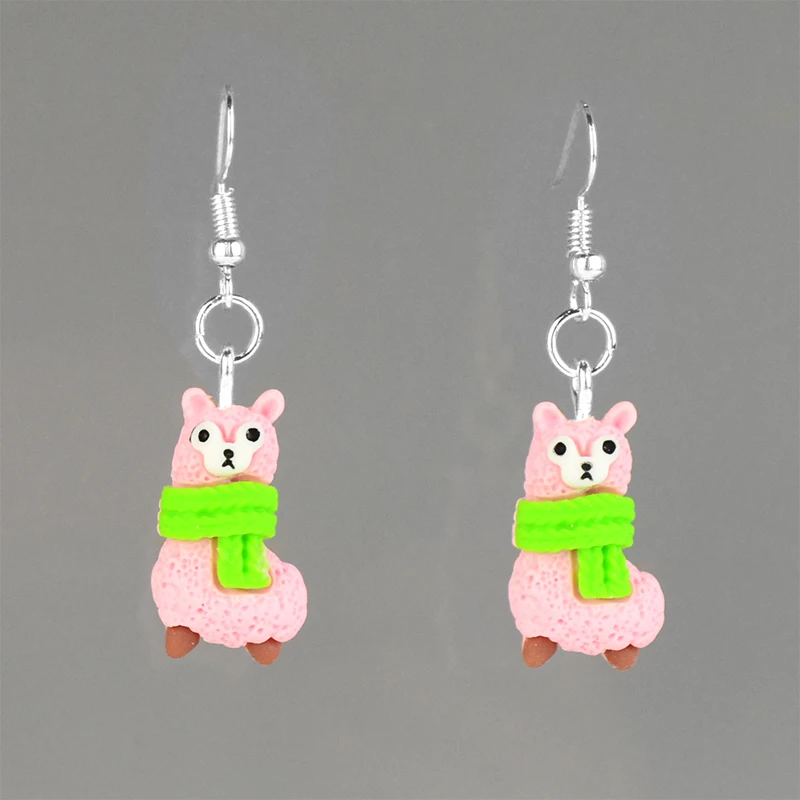 Cartoon Girl Resin Earrings For Women Girls Funny Duck Cute Animal Sheep Alpaca 12 Zodiac Signs Creativity Jewelry
