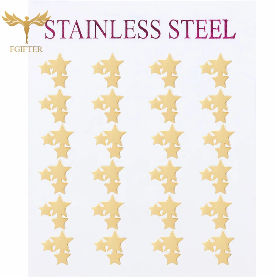 12 Pairs Lot Stainless Steel Earrings Set For Women Teen Piercing Jewelry Fashion Star Ear Stud Accessories Wholesale For Resale