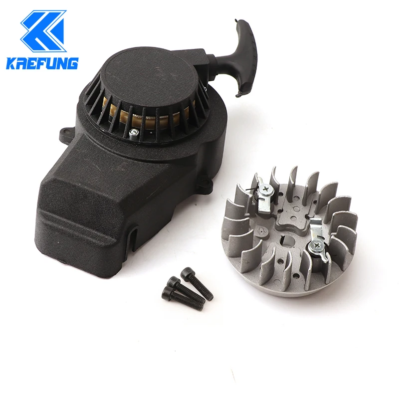 Aluminum Alloy Easy Pull Start Starter + Flywheel+Screw Claw for 47cc 49cc Pocket Mini Moto Dirt Bike Crosser ATV Quad Minimoto