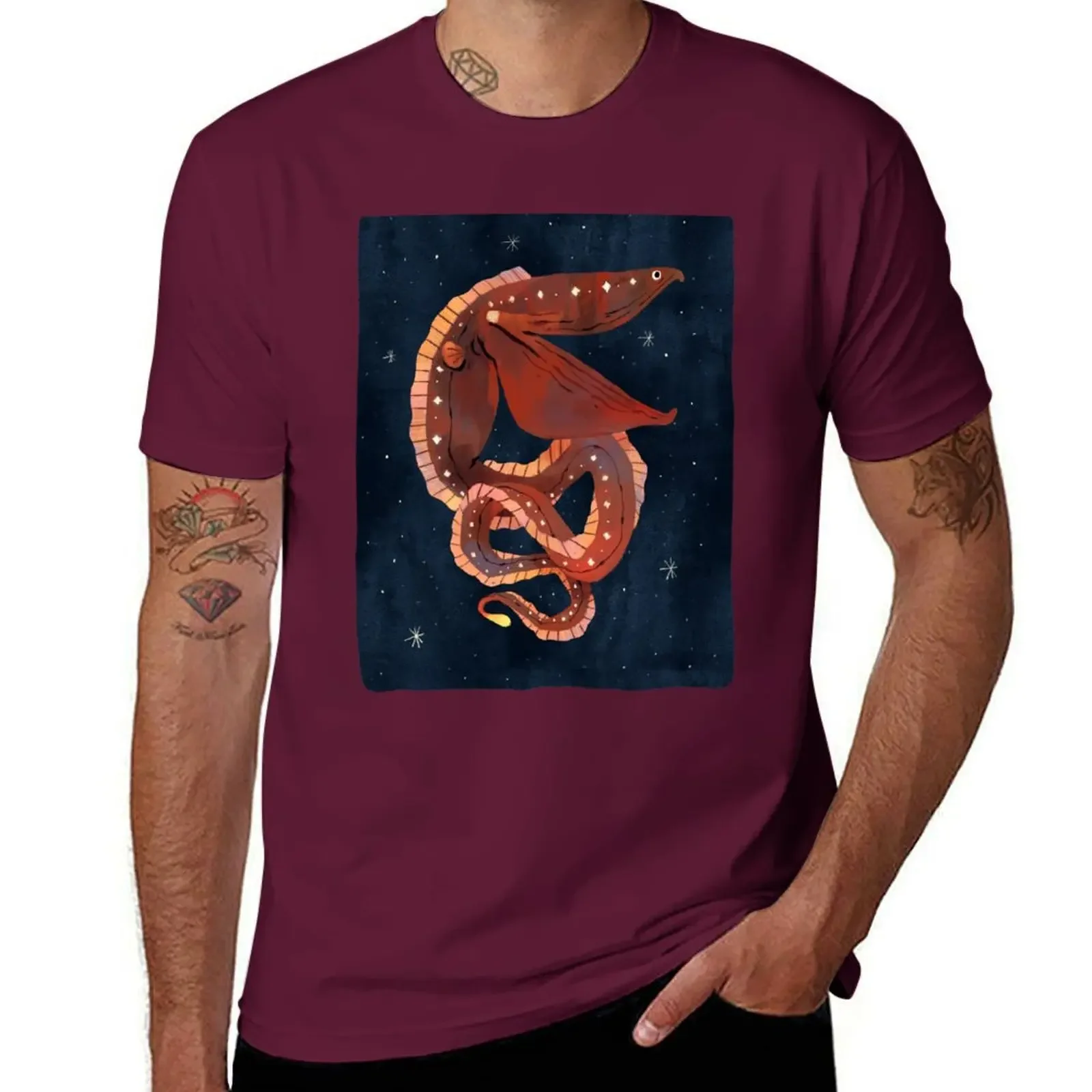 Mens Graphic T-shirts Anime Starry Gulper Eel T-Shirt Sublime Sweat Vintage Clothes Graphic Oversized Men Clothing Summer Tops