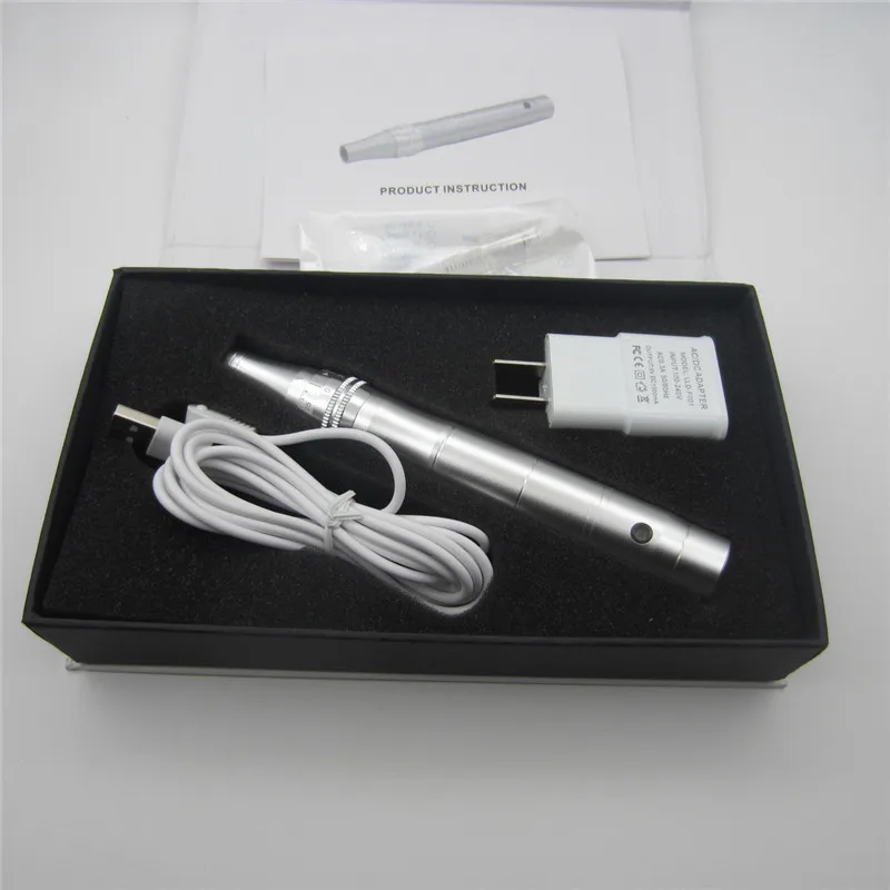 Rechargeable Wireless Auto Electric Derma Stamp Pen With Screw Port 12pins Micro Needle Cartridges