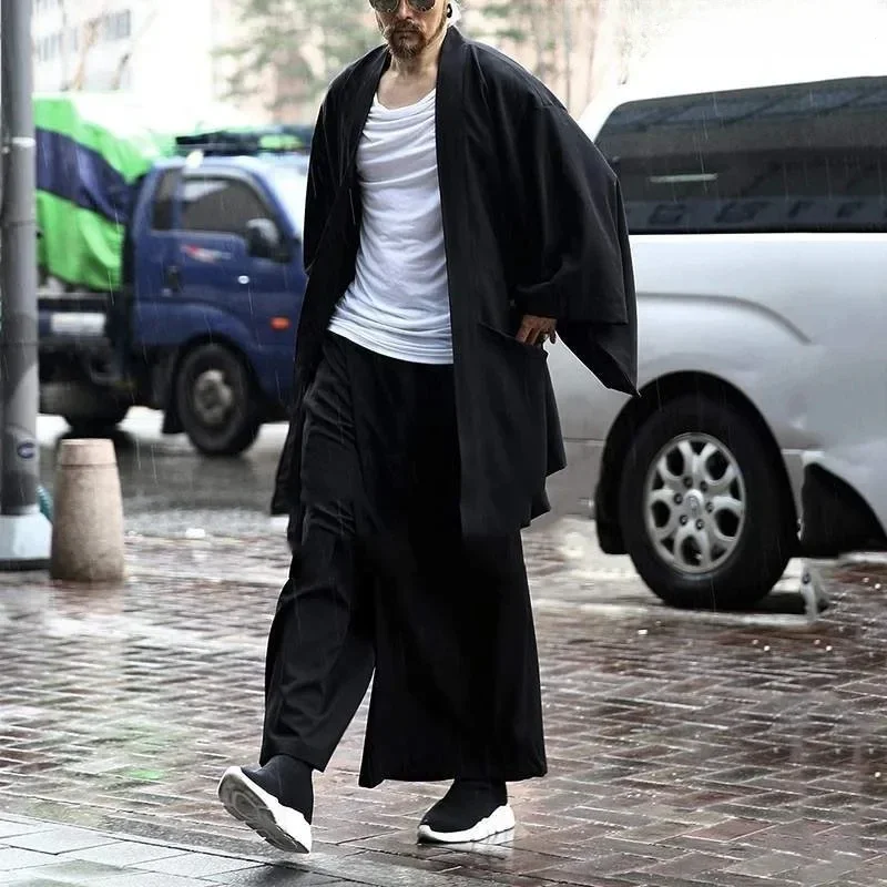 Personality Loose Trend in The Long Men's Thin Coat Trench Coat Spring and Summer New Solid Color Bat-sleeve Men's Cardigan