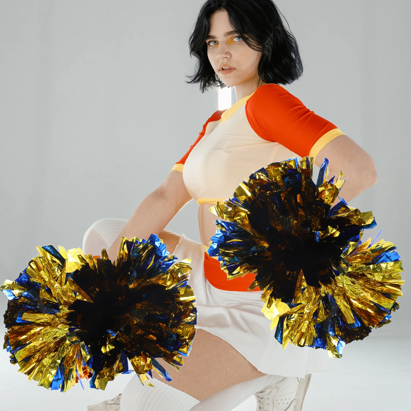 

Metal 5 Gold Cheerleading Pom Poms Durable Quality Hand Flowers Event Supplies Dance Accessories Performance Prop Team