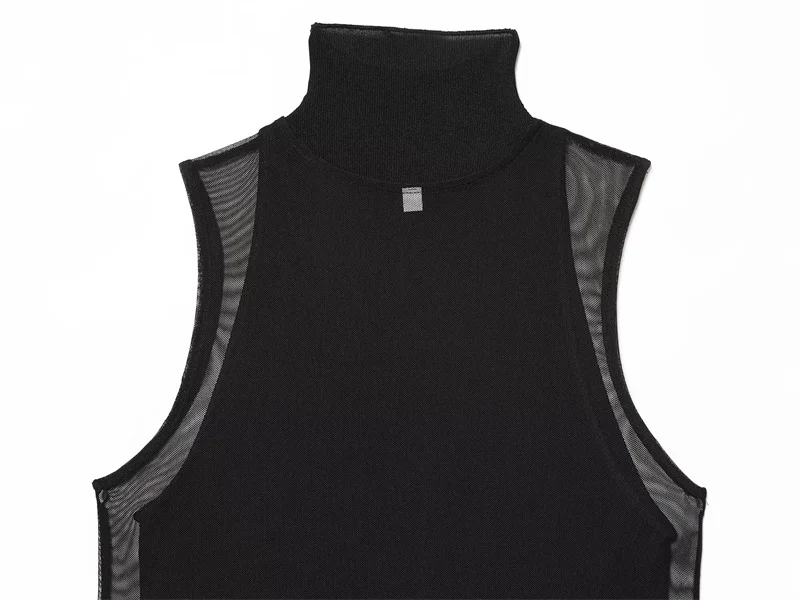 Vestido feminino 2025 inverno novo preto sem mangas dupla camada vestido longo edição limitada elegante e elegante na moda