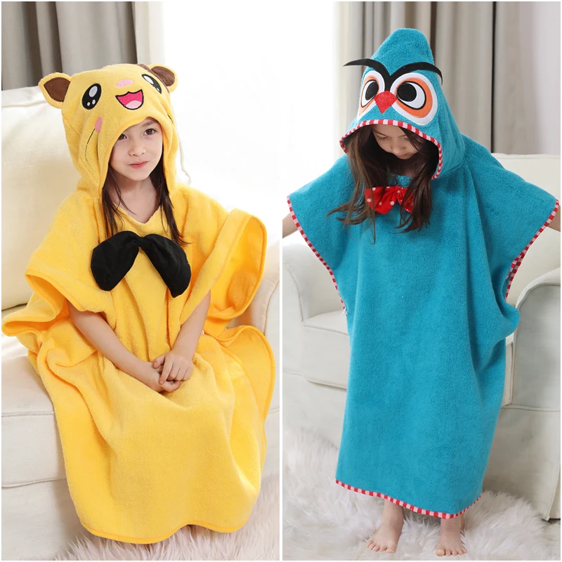 Baby Shower Hooded Towels Kids Poncho Towel Cotton, Children's Bathrobe, Bath Towel Beach Robe Swim Towel for Boys Girls, Adults