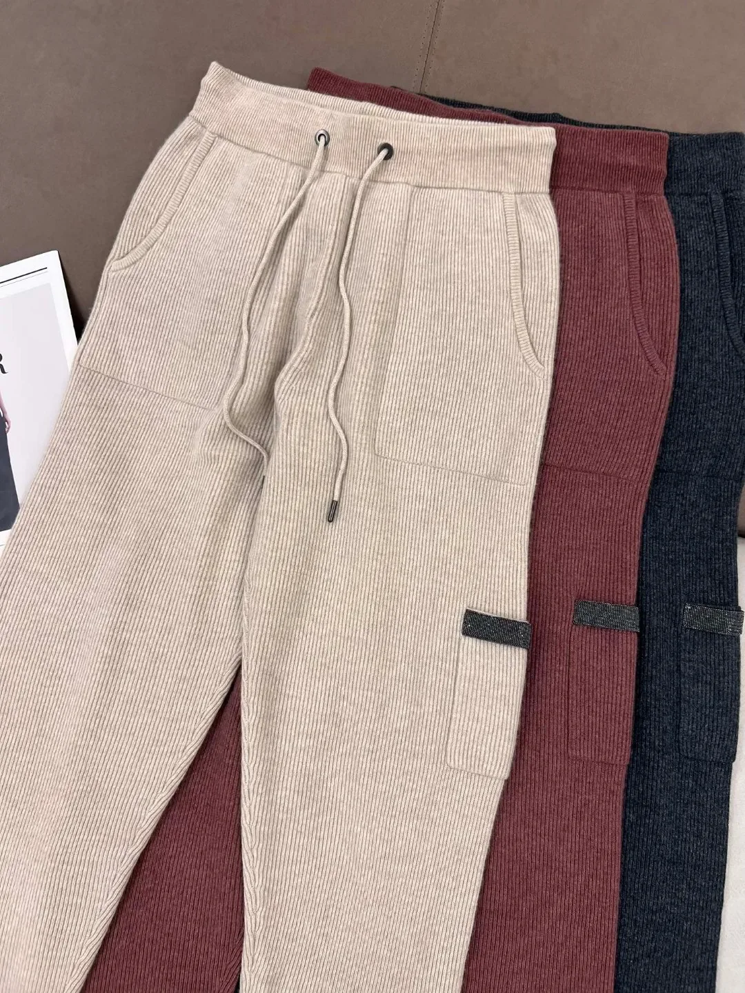 Joggers tricotés en pur cachemire, joggeurs