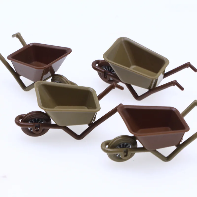 Mini Garden Cart Model Wheelbarrow Farm Tool Miniature Scene Accessory Dollhouse Plastic Desktop Ornament Craft Decoration