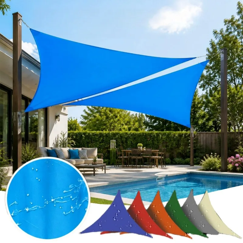 Waterproof Triangle Shade Sail Outdoor UV Protection Sun Shade Canopy Fabric Garden Patio Pool Pergola Awning Cover Backyard