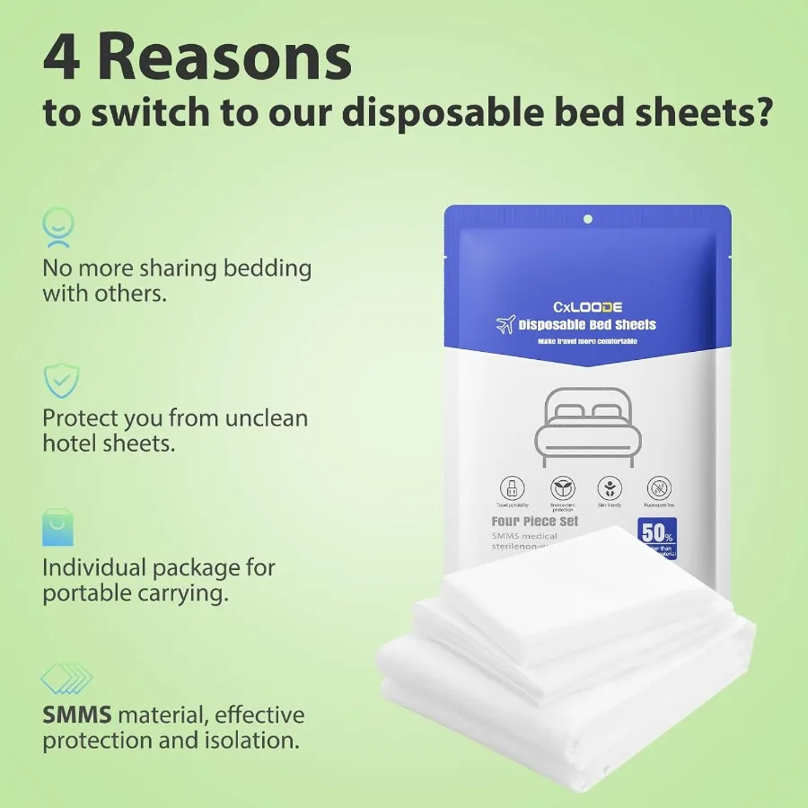 طقم ملاءات سرير للاستعمال مرة واحدة للاستخدام في المستشفى، مفرش سرير محمول مع طبقة مقاومة للماء، مثالي لمنازل الرضاعة أثناء السفر