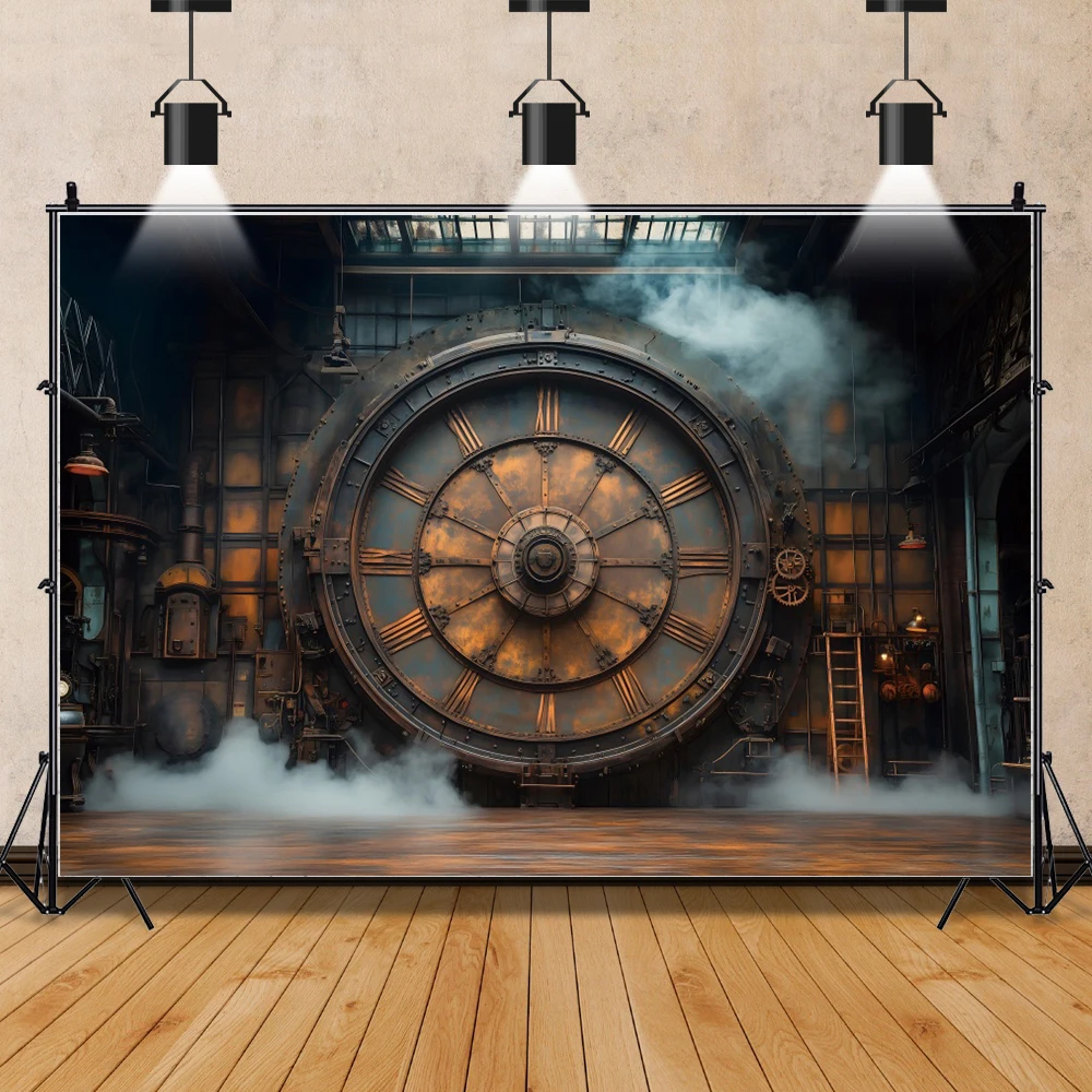 Steampunk Clock Gear Photography Background Children Birthday Party Vintage Industrial Theme Backdrop Banner Photo Booth Props