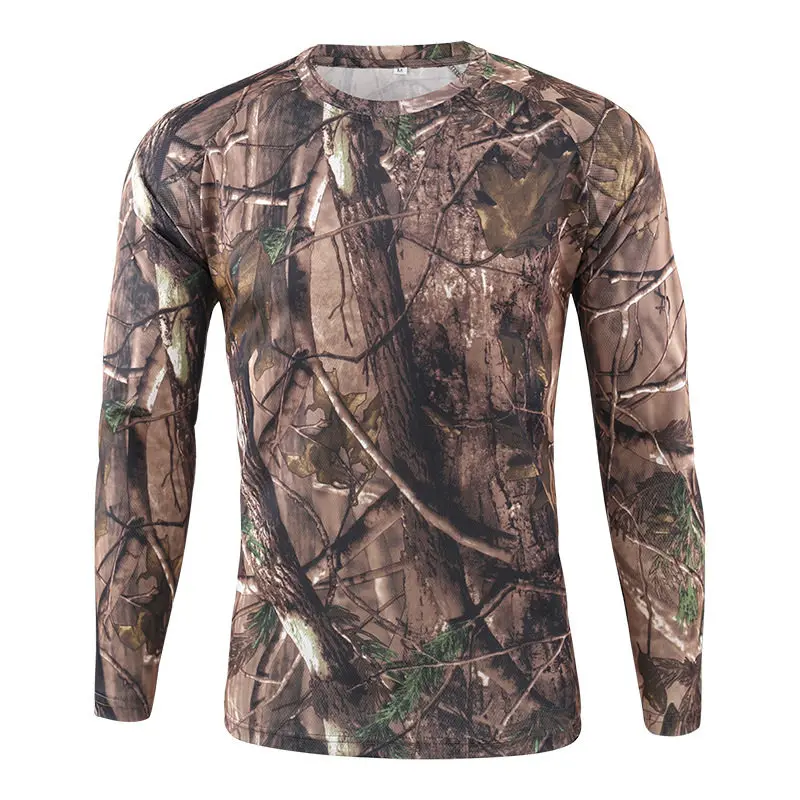 Hunting camouflage biomimetic camouflage summer sun protection fishing suit quick-drying long-sleeved T-shirt