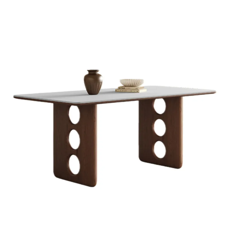 

rock slab dining table household small apartment dining table walnut workbench all solid wood dining table and chairs