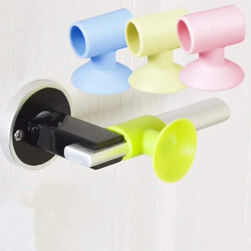 Anti-collision Rubber Wall Door Handle Cover Anti Noise Crash Cushions Handle Door Lock and Baby Safety Home Accessories