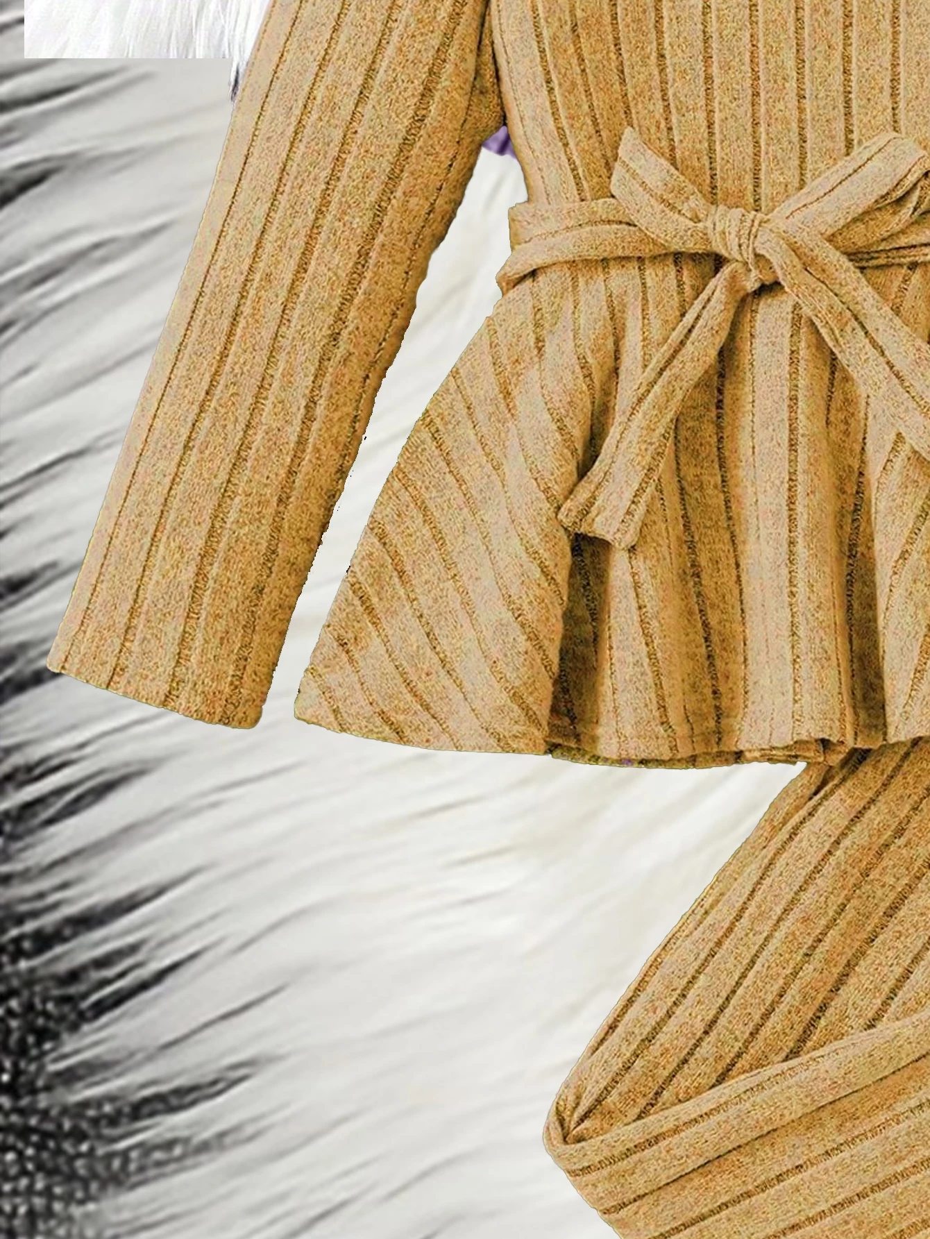 Zweiteiliges Set für Mädchen, Winter, langärmelig, lässig, Rüschenrand, Rock für Mädchenkleidung, weite Beinhosen für große Jungen, vielseitig einsetzbar – Detail 6