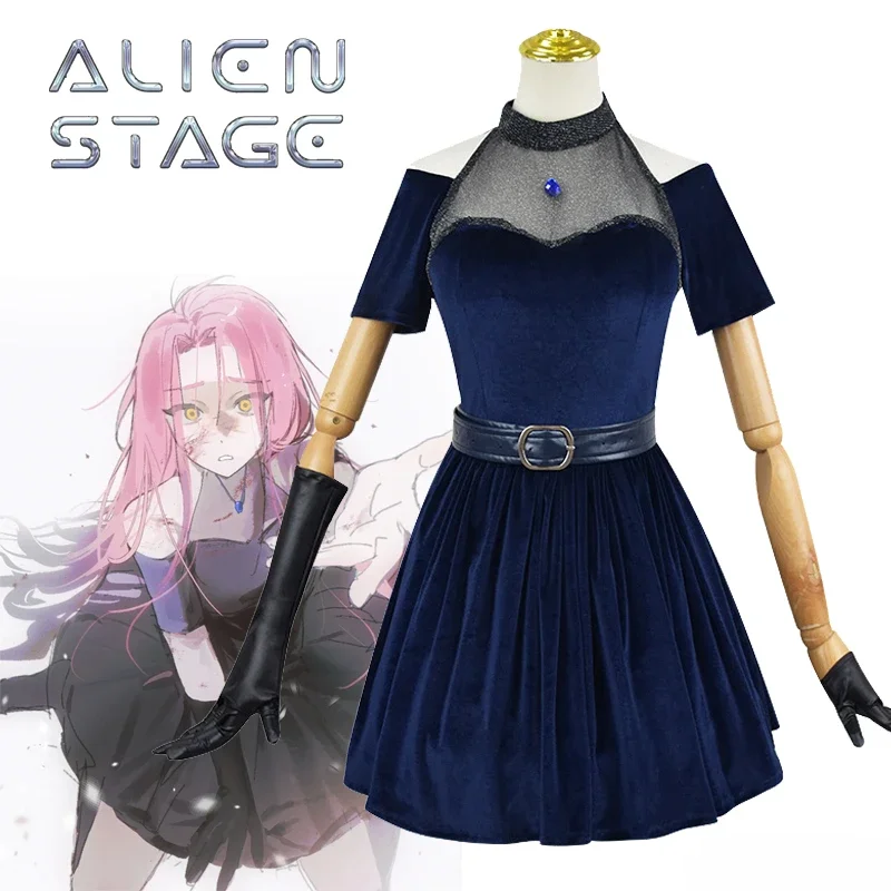 

New Anime Alien Stage Mizi Cosplay Women Adult Costume Velvet Dress Gloves Full Set Suits Accessories Halloween Carnival Outfits