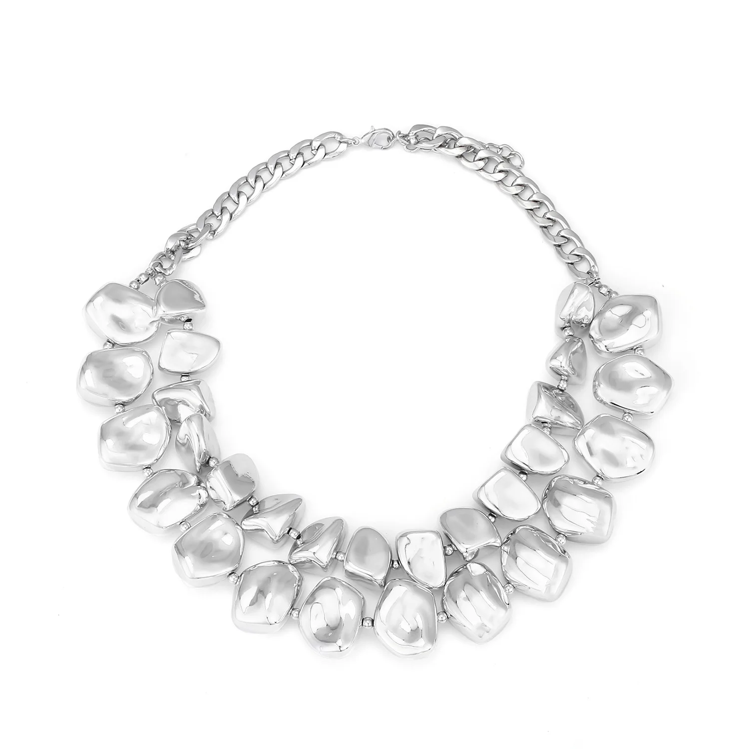 2026 Sommer Neue Gold CCB Perlen-Choker-Halsketten für Damen – Unregelmäßiger, klobiger geometrischer Statement-Schmuck als Halsaccessoires – Detail 6
