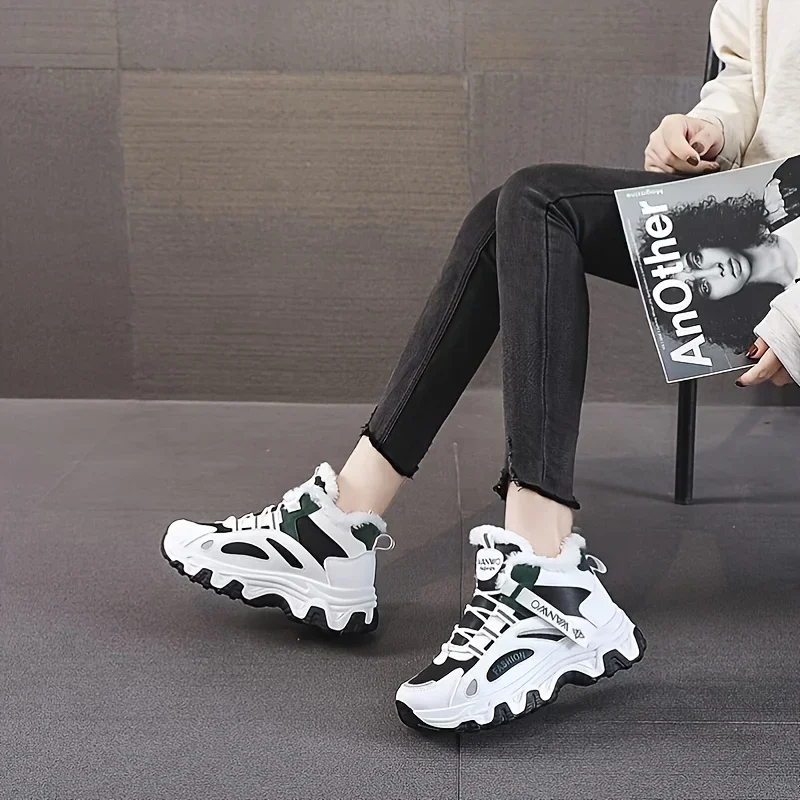 Zapatillas de deporte informales para mujer, zapatillas gruesas de suela gruesa de bloque de Color, zapatos de tenis de plataforma antideslizantes