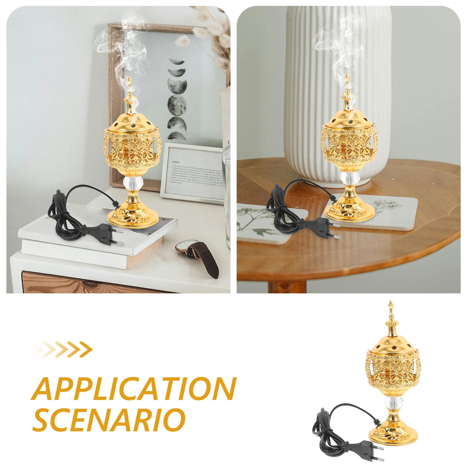 

Electric Incense Burner Middle East Design Aroma Censer For Home Office Yoga Room Decor Plug-In Scent Diffuser Ornament