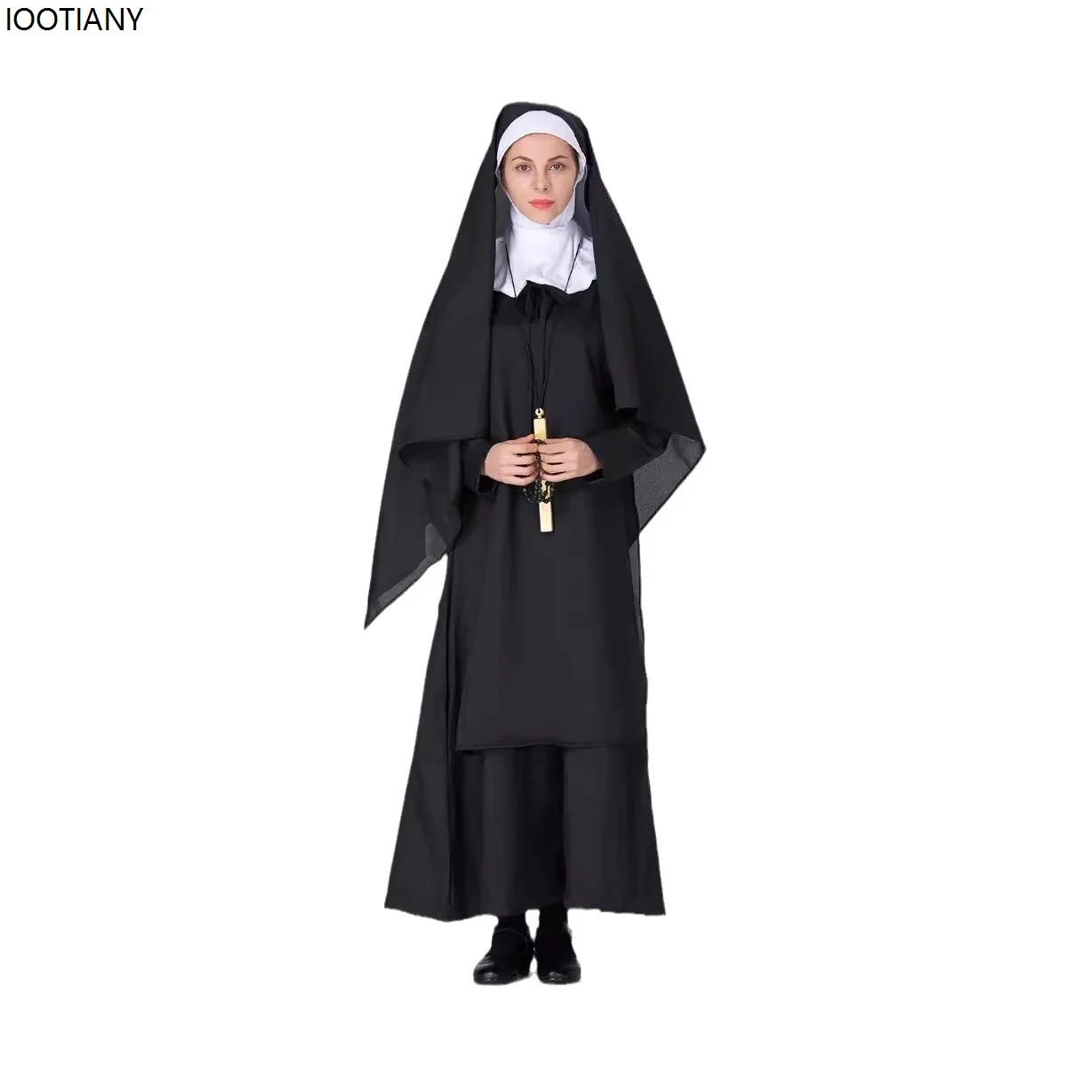 Robe d'Halloween Médiévale pour Femme Missionnaire, Tenue de Barrage, Église, Vierge Marie, Nonne Noire, Costume de Cosplay, ixde Carnaval, Mascotte Tim ade