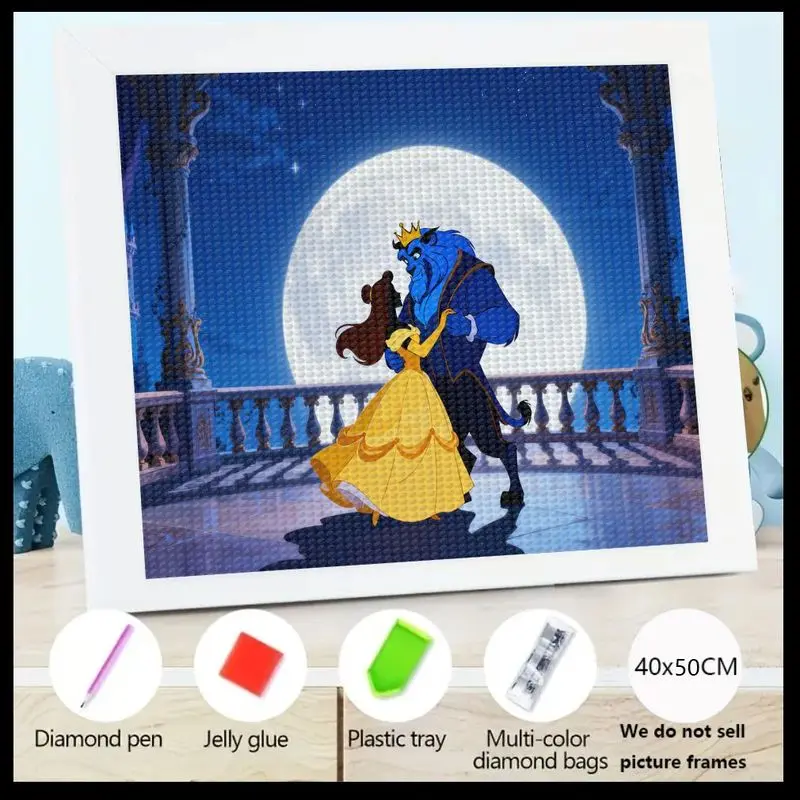 

1 шт. Романтический фэнтезийный 5D комплект алмазной живописи, Красавица и чудовище, Белль и чудовище, танцы под лунным светом, полная дрель, сделай сам C