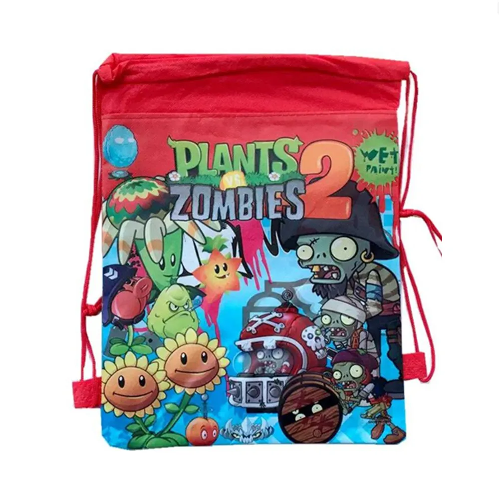 1 Pc Cartoon Plants VS Zombies Action Figures Nylon Bags Pull String Bag Opening Simple Convenient Storage Bag Gift Toy view 4