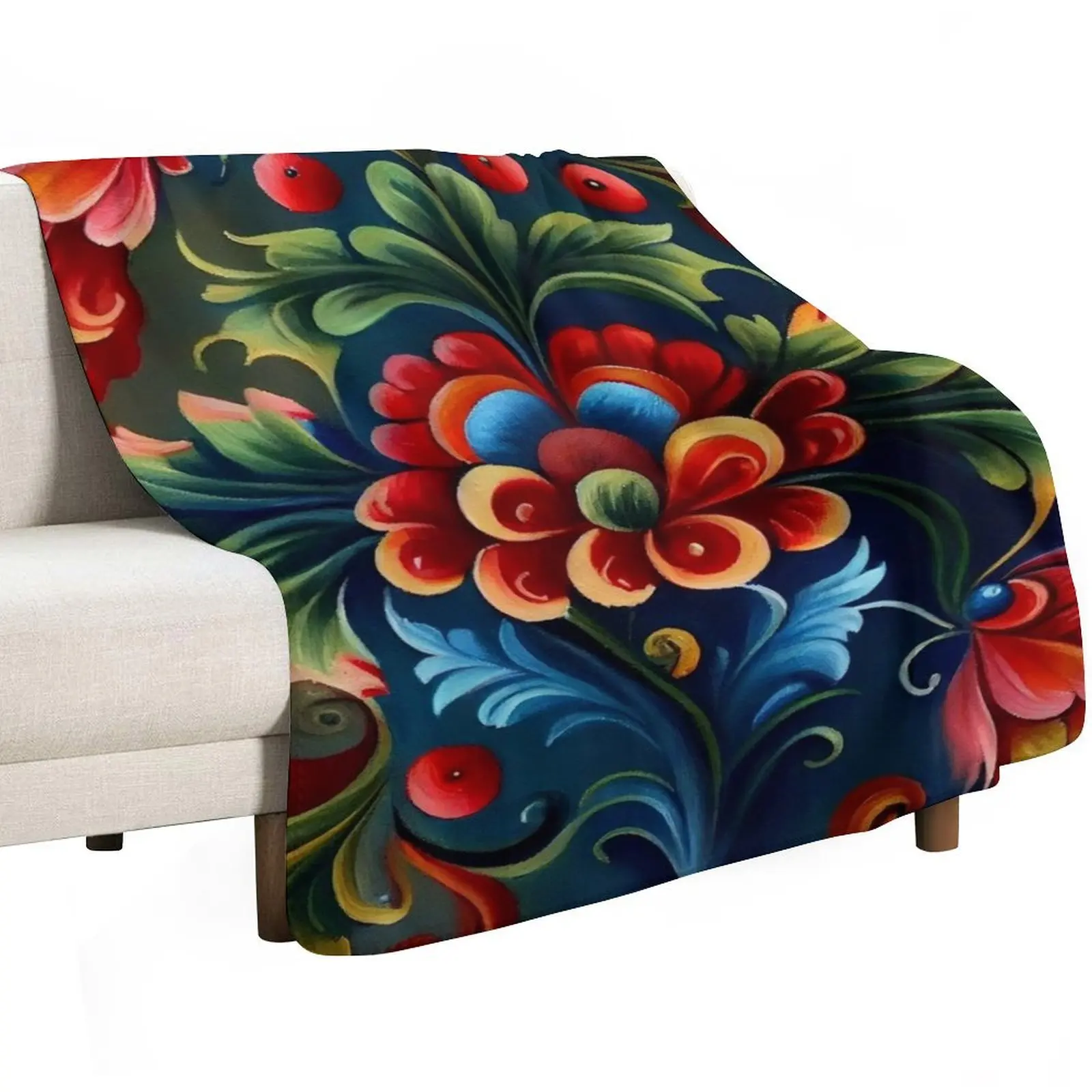 Norwegian Rosemaling-Oil On Canvas #23 Throw Blanket Hairy Decoratives Kid'S for winter Luxury Thicken manga Blankets
