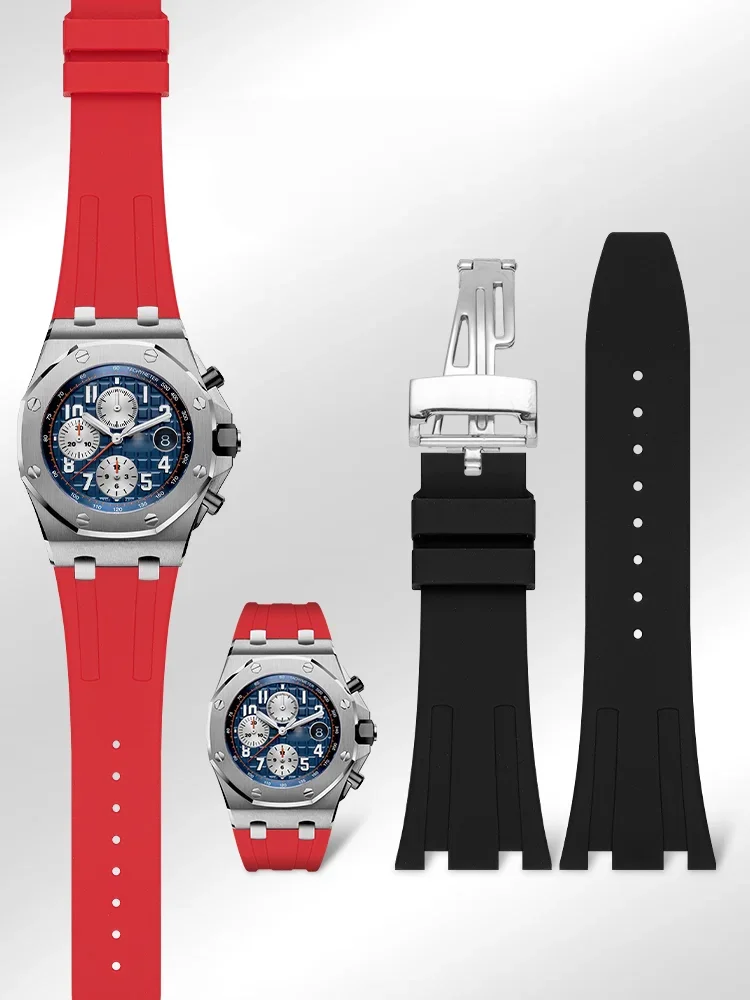 For Ap Royal Oak 15400 15500 26331 Silicone Concave Interface Watchband Breathable Silicone with Tool Men 27mm 28mm Watch Strap