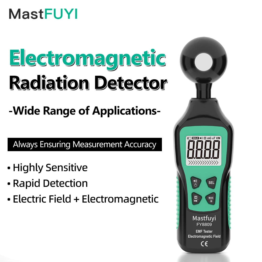 

MASTFUYI Digital EMF Meter 4-in-1 Electromagnetic Field Detector Portable RF Power Strength Tester Temperature Monitor for Home