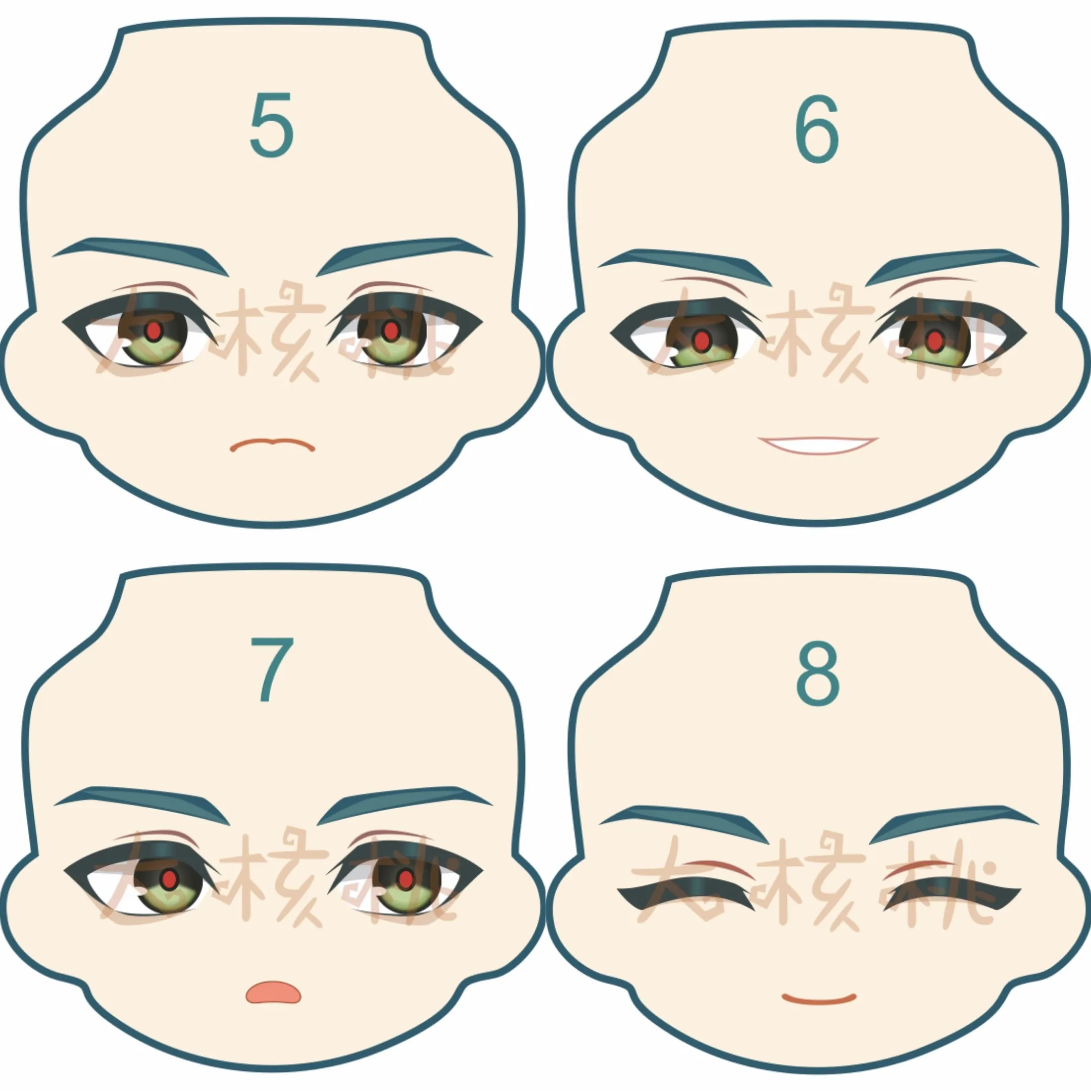 Zenless Zone Nul Lichter Ob11 Gezicht voor 1/12 BJD Pop Water Sticker Faceplates Anime Game Cosplay Speelgoed Accessoires