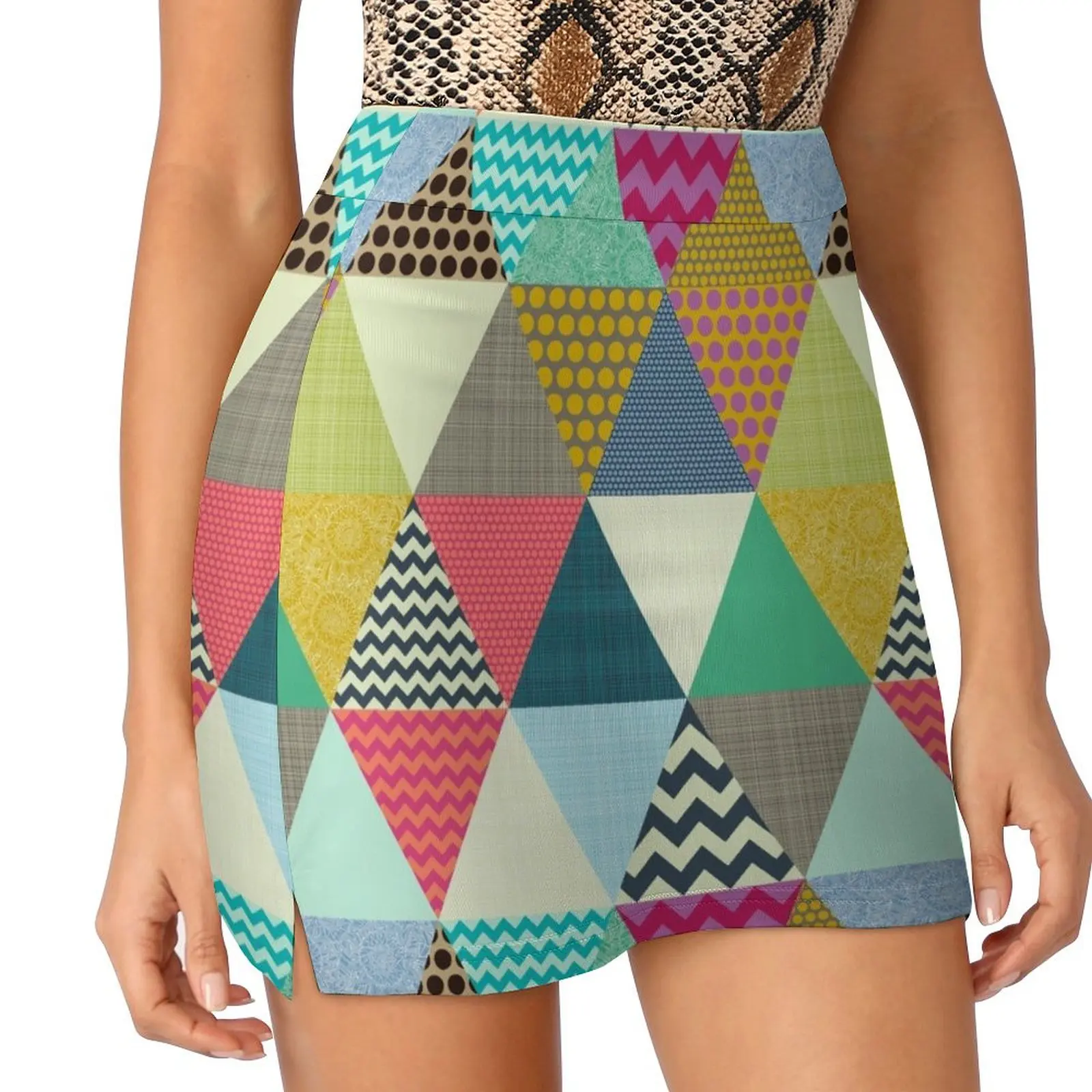 New York Beauty triangles Mini Skirt Miniskirt woman modest skirts for women