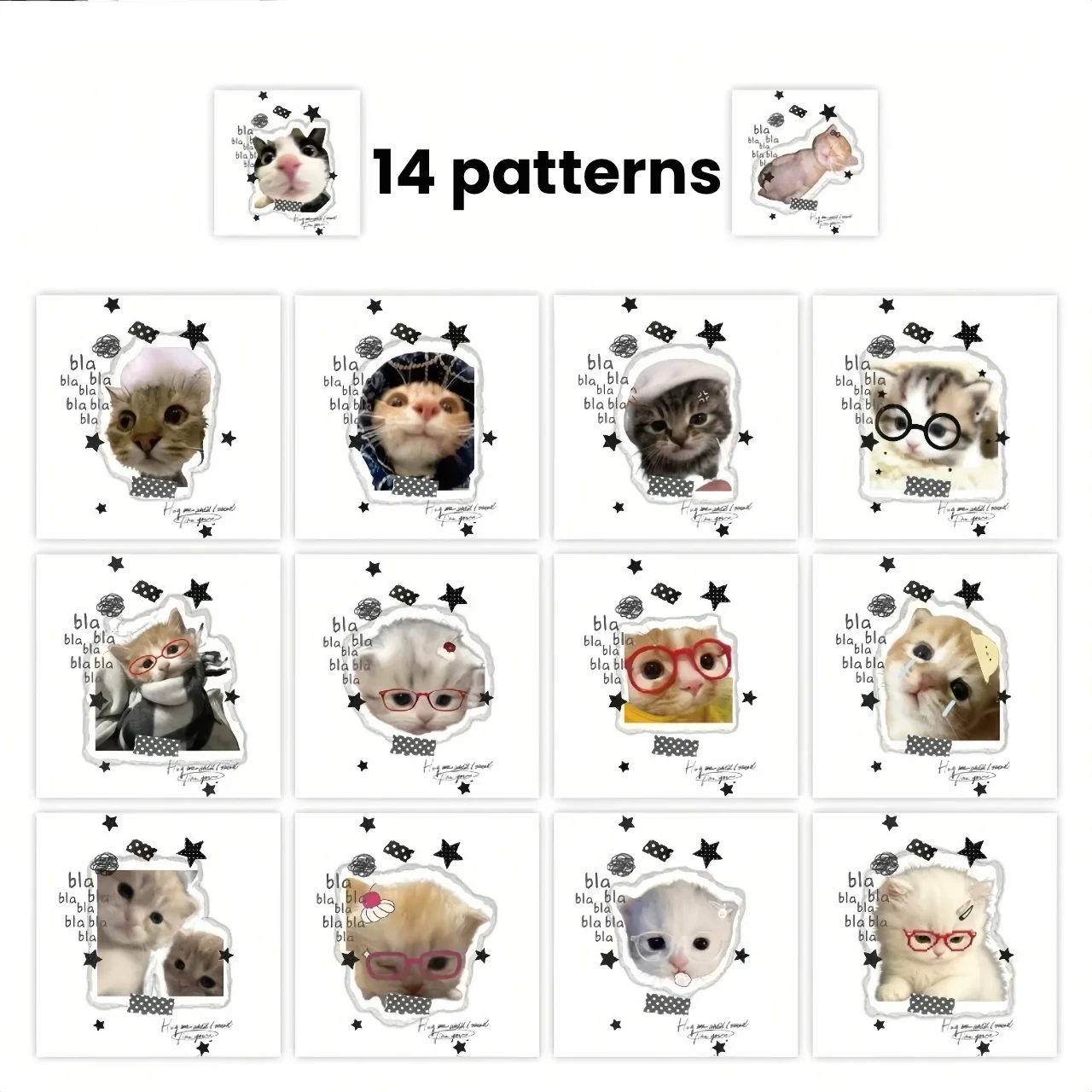 500Pcs/Roll 2cm Cute Cat Roll Stickers 14 Patterns Cartoon Funny Art Decor Journal Scrapbook DIY Handmade Stickers