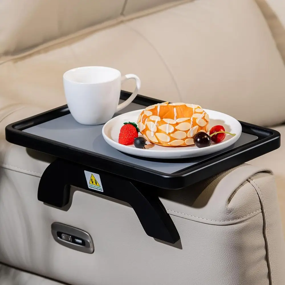 

Couch Armrest Table, oldable Bamboo Soa Arm Tray or Couch with a Non-Slip Pad, Clip On Couch Arm Table or Remotes/Eatting/Drinks
