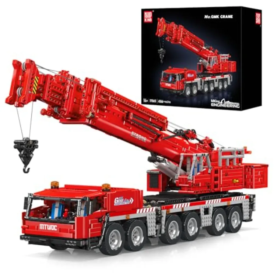 

Technology Mobile Crane Building Kits, 4566 Pieces Remote Control Heavy Crane Truck with Motor, RC Truck Building Set for Adult