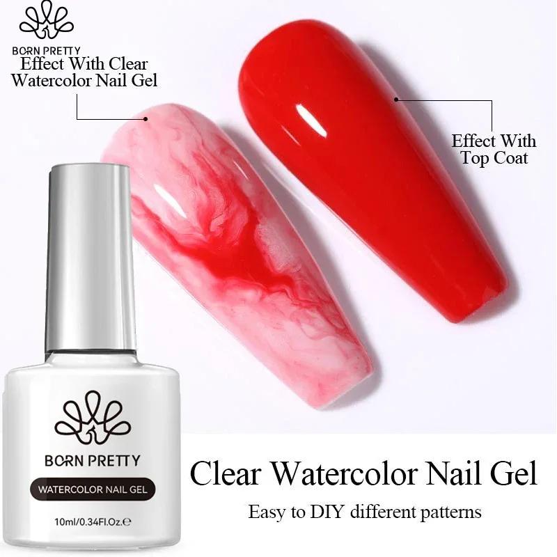 BORN PRETTY 10ml Clear Watercolor Nail Gel Gradient Effect Gel Polish Soak Off UV LED Nail Art Gel Function Gel